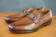 Bruno Magli Rabbo Shoe Mens Size 12 Brown Leather Slip On Horsebit Loafers Italy