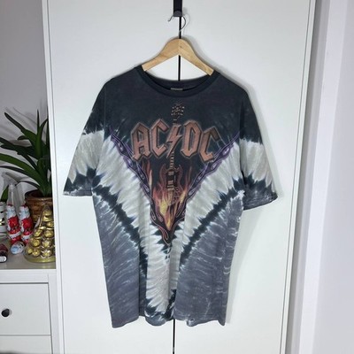 Vintage AC/DC Hell s Bells Big Overprinted Tye Dye Tee Men's Size XL Liquid Blue