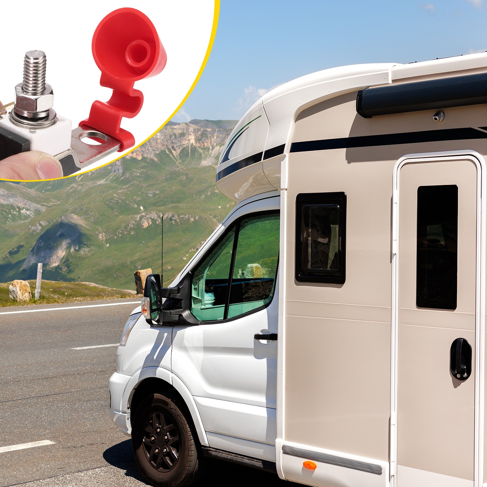 175A 58V DC Marine Rated Battery Fuse and Terminal Block, with Fuse Holder