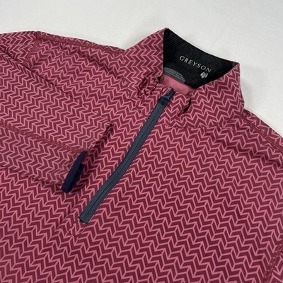 Greyson Tate 1/4 Zip Pullover Men's Medium Red Geometric Golf Stretch Activewear