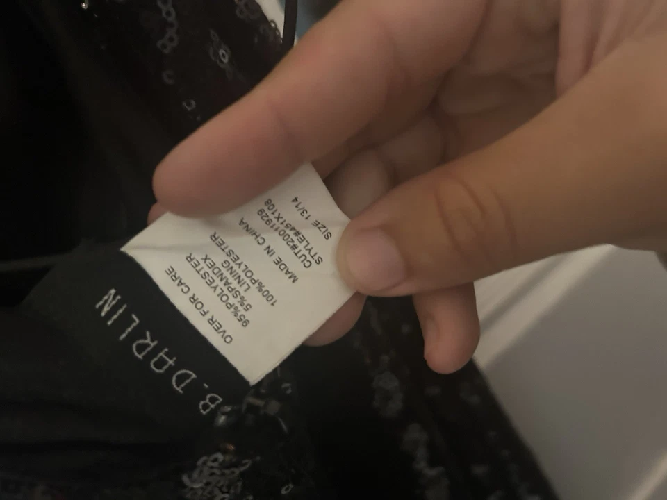 长款黑色亮片舞会礼服 14 码正式晚礼服 — 第 4/4 张图片