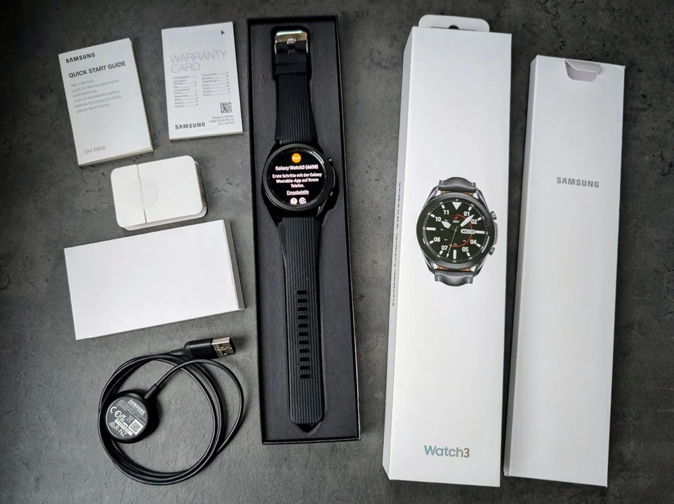 Samsung Galaxy Watch 3 SMARTWATCH 45mm BT SM-R840 Mystic Black Sportarmband TOP - Bild 2 von 4