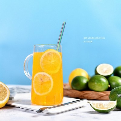Colorful 201Stainless Steel Straws Reusable Straight Bent Metal Drinking Straw