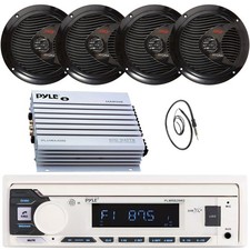 Pyle Single DIN Bluetooth Receiver, 4x 6.5" 150W Speakers, 4 Channel Amplifier
