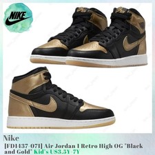 Nike Air Jordan 1 Retro High OG Black and Gold FD1437-071 Kid's US3.5Y-7Y NEW