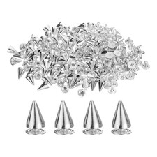 200 Sets Spikes and Studs, 7 x 9mm Cone Punk Spikes Rivet, Silver