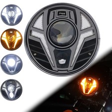 7inch Round Led Headligt 7" Motorcycle White/Amber DRL Head Light with Laser ...