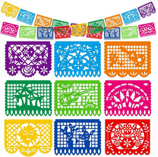 Mexican Party Decoration, 18 Feet Plastic Papel Picado Fiesta Banner Cinco De Ma