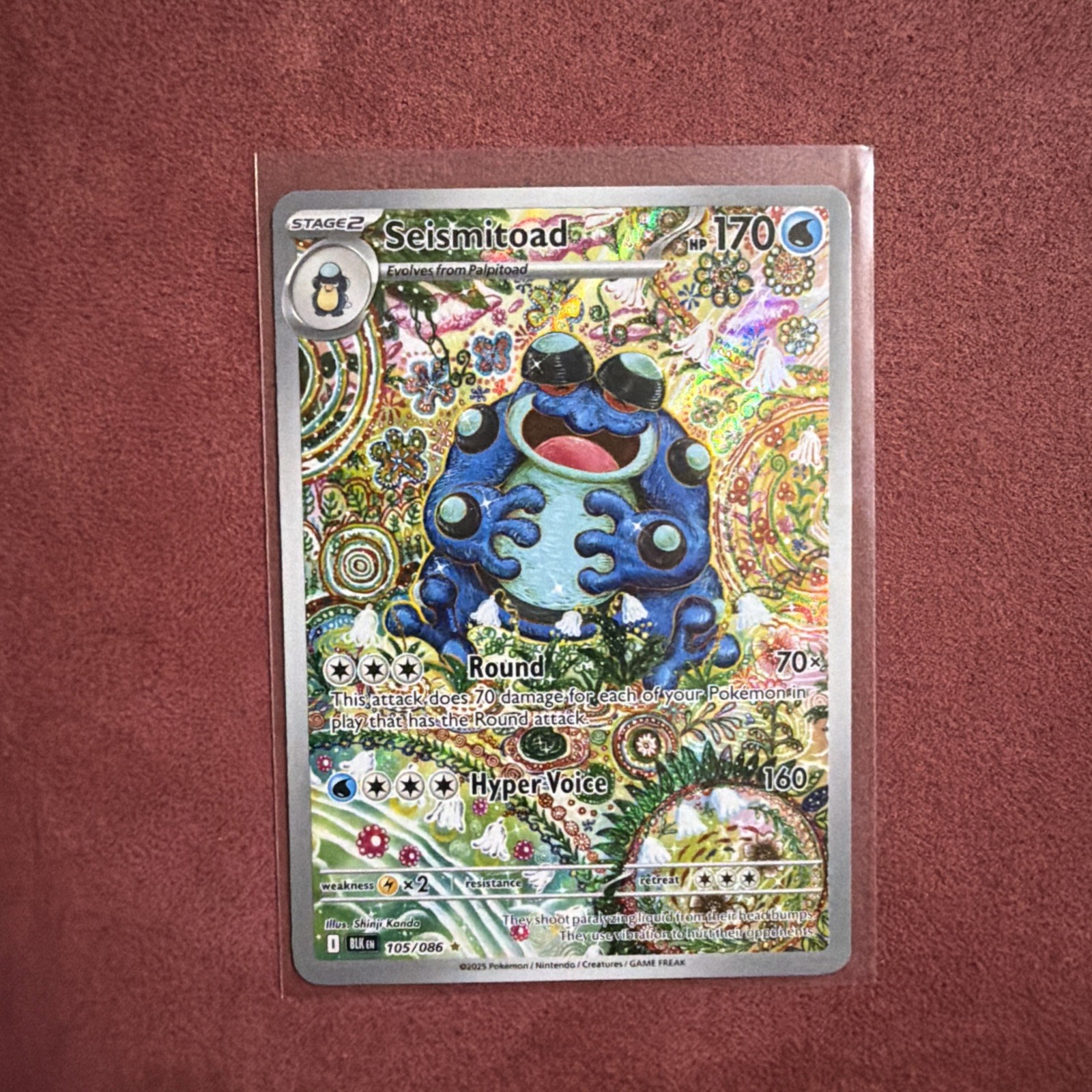 Pokémon Seismitoad 105/086 Sv: Black Bolt Illustration Rare Full Art Holo