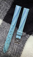 12mm Sky Blue Alligator Genuine Leather EZ-PIN Band Strap Fits Michele Watch