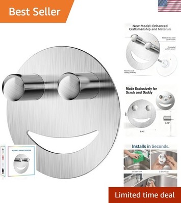 Stylish Stainless Steel Smiley Face Sponge Holder for Modern Kitchen Decor