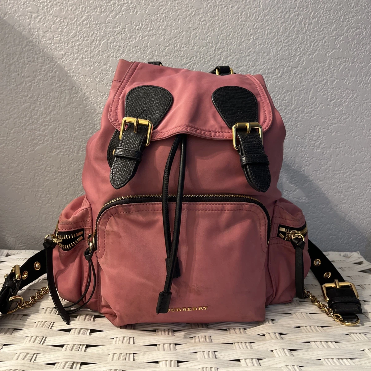 Burberry LONDON ENGLAND Backpack 4020959 Pink Beige Black Nylon Leather Burberry Nylon Medium Rucksack Backpack Mauve Pink 1849298  main image 4