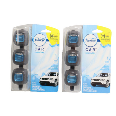 2 PACK Febreze Car Vent Clips Air Freshener & Odor Eliminator Linen & Sky 3ct EA