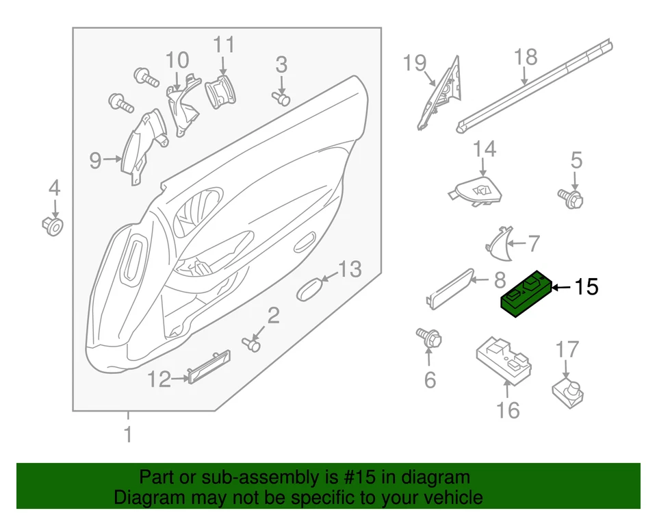 Genuine Nissan 370Z Coupe Front Passenger Window Switch 25411-1EA0C NEW OEM - Image 3 of 4