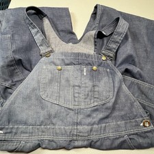 Vintage Sears Overalls Blue Denim Jean Carpenter Work Bibs 42x30 Gorpcore FLAW