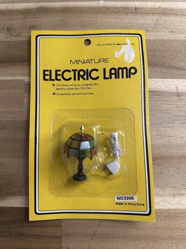 Vintage Miniature Dollhouse Tiffany Style Electric Lamp Faux Stained Glass Shade - Bild 2 von 4