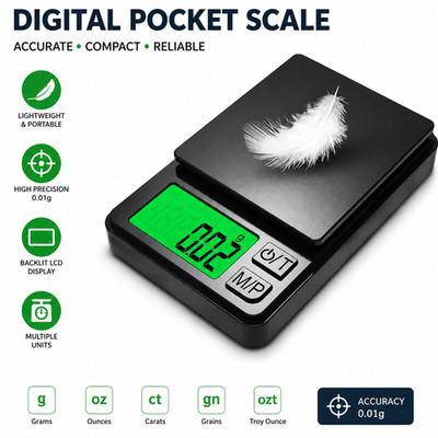 Digitale Feinwaage 500g/0,01g LCD Display Mini Taschenwaage Schmuck Gold Waage