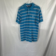 Chaps Men Polo Shirt Blue Short Sleeve Collared Embroidered Logo Button Size M