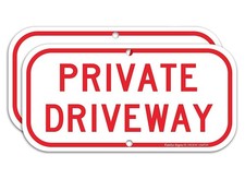 2 Pack 12x6 Inch Private Driveway Sign Aluminum Rust Free Signs for Wall Fence