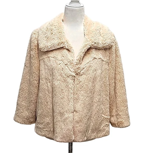 OFF WHITE Giacca Terry Lewis Classic Luxuries pelliccia sintetica bianco sporco chiusura singola cropped taglia S