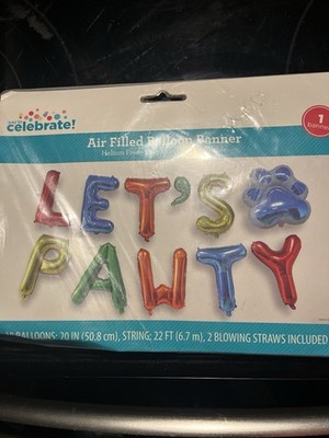 Celebrate Lets Pawty Dog Party Balloon Banner Cat Pet Puppy Birthday Reusable