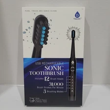 Pursonic USB Rechargeable Sonic Electric Toothbrush with 12 Brush Heads USB NEW
