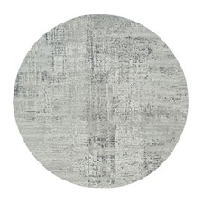 6'1"x6'1" Light Gray Modern Design Hand Knotted Round Oriental Rug R65653