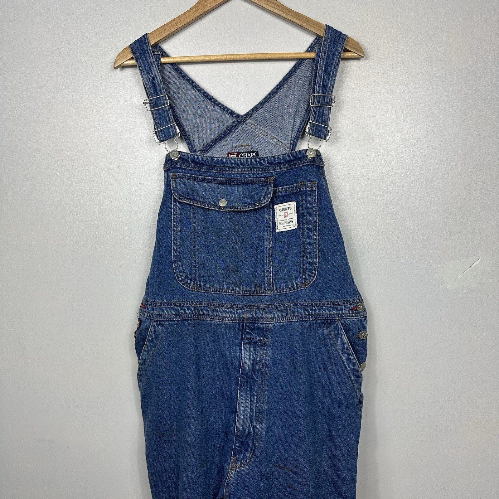 Polo Ralph Lauren Denim Dungarees, Blue Navy, Vintage  Chaps, Size Mens Large