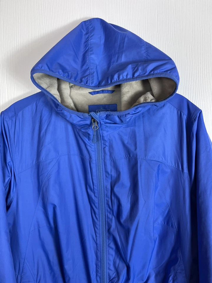 L.L Bean Women’s Windbreaker Hooded Fleece Lined Jacket Blue Size 1X Reg - Image 2 of 4