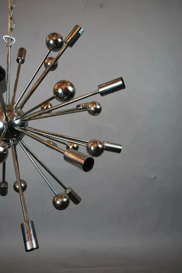 Mid Century Design chrome finish Chandelier 18 Light sputnik brass ceiling light - Image 4 of 4