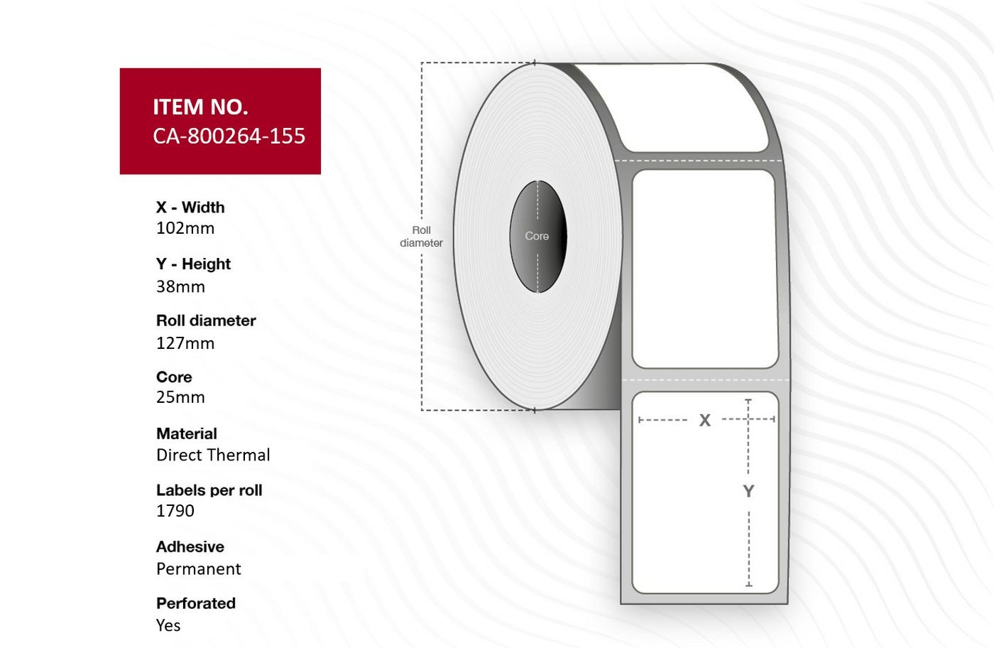 Capture CA-800264-155 Label 102x38mm. Core 25.