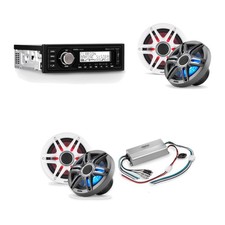 Clarion M508 Marine Stereo Bundle with XC2410 Amp and 4 Premium RGB Speakers