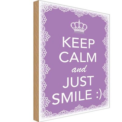 Holzschild 18x12 cm Keep Calm and just smile: Deko Geschenk Holz Schild