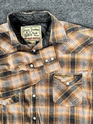 Jesse James Shirt Mens Flannel West Coast Choppers Pearl Snap Work