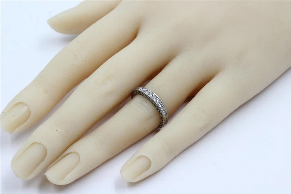 Anillo grabado Scott Kay platino 22 diamantes naturales genuinos talla 5,5 a 5,75 Foto 3 de 4