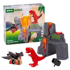 NEW Brio 36092 Wooden & Plastic Dinosaur & Pteranodon Erupting Volcano Set - B1