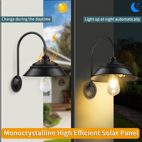Solar Barn Light Outdoor With 3 Lighting Modes & Motion Sensor Wall Sconces, ... - Picture 5 of 7