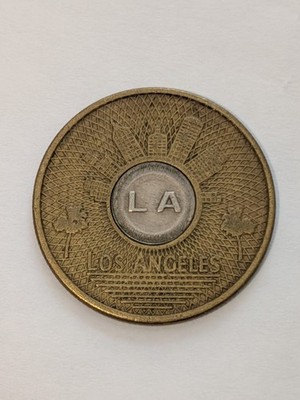 Vintage Los Angeles LA Bus Token - Bi-Metallic - Good For One Base