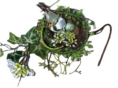 Bird in Nest with Eggs Hanging Birds Nesting Hanging Home Decor