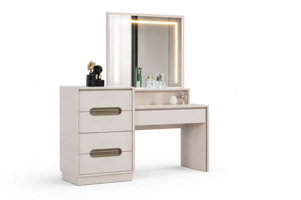 Designer Beiger Schminktisch Exklusiver Led Spiegel Schlafzimmer MöBel-image