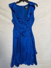 DKNY Blue Ruffle V-Neck Sleeveless Dress Women's Size 12