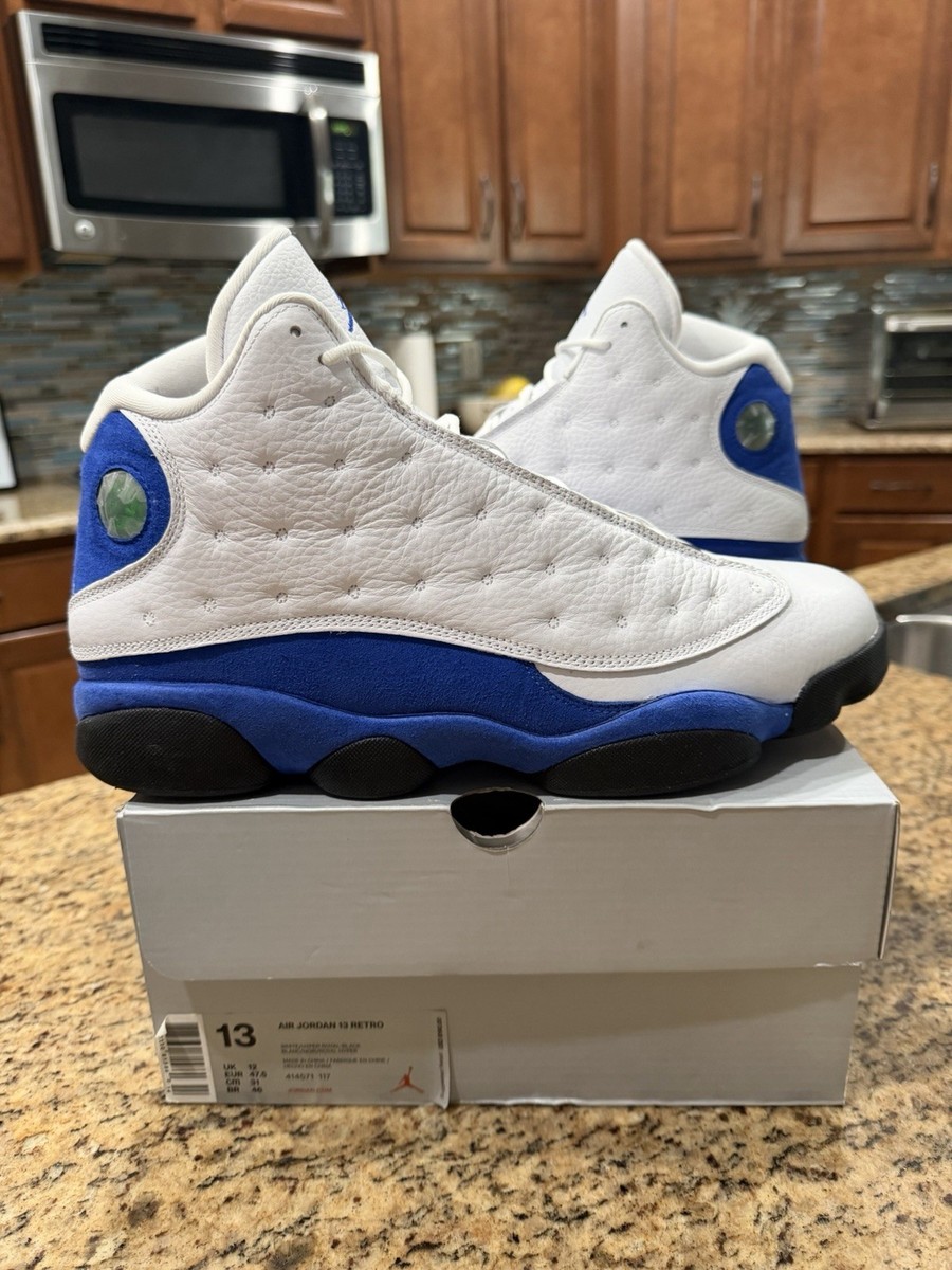 Jordan 13 Retro White Hyper Royal Black Size 13 414571-117 