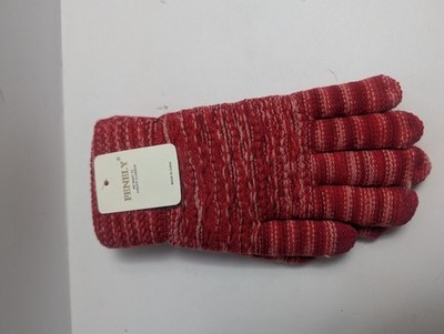 FENELY Knit Gloves NWT Red Pink Space Dye Marled Textured Winter Warm