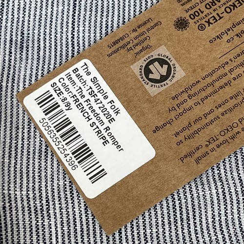 NWT The Simple Folk Linen Freedom Romper French Stripe Blue/White Size 8/9 - Picture 8 of 11