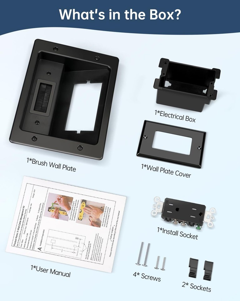 in Wall Cable Management Kit Hide TV Power Cables & Low Voltage Wires