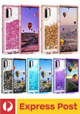Samsung Galaxy Note 10 ShockProof Sparkle Bling Liquid Glitter Protection Case