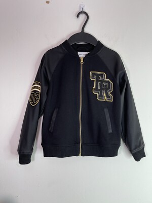 True Religion Boys Black Gold Varsity Jacket - Size 5TR747JK42 | eBay