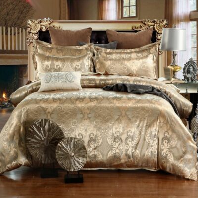 Luxury Satin Jacquard Bedding Set 3/4PCS Duvet Cover Bed Sheet Pillowcases