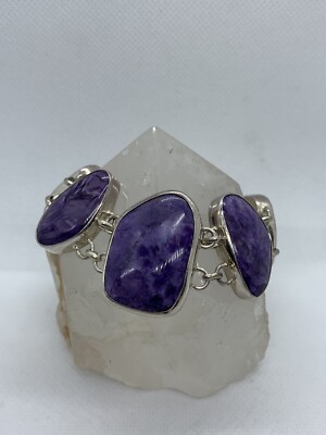 Ancient Echos Charoite and Amethyst Sterling Silver Bracelet