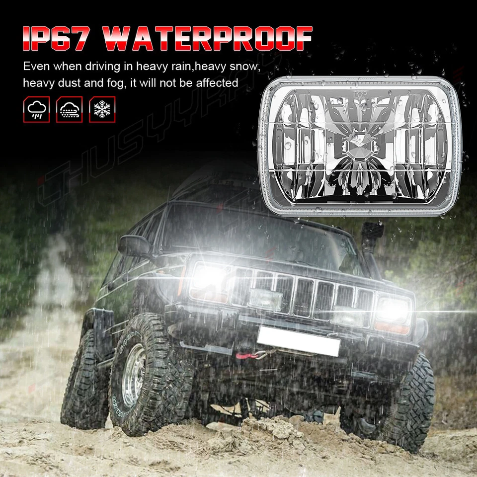 Par de faros LED de haz alto/bajo blancos de 5x7" 7x6" para Ford Bronco 1978-1986 Foto 4 de 4